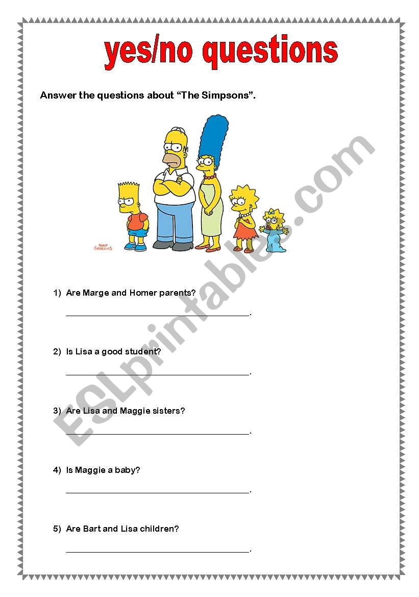 yes/no questions - verb to be worksheet