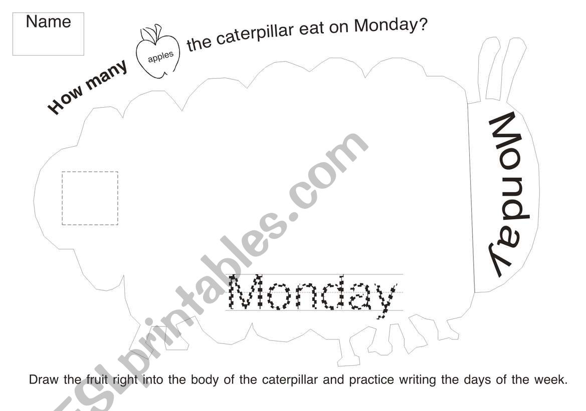 The very hungry caterpillar worksheet 1