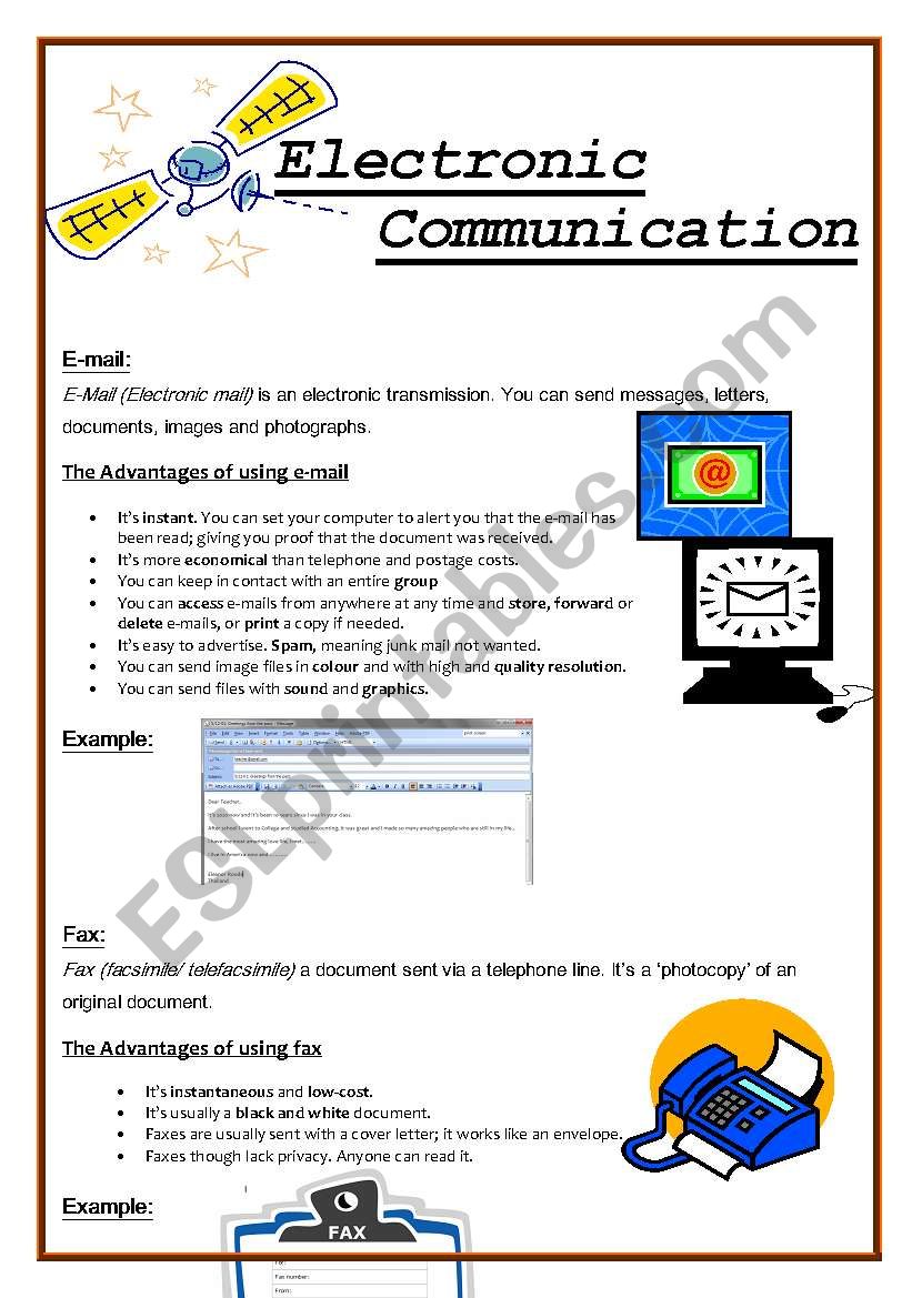 Electronic Communication worksheet