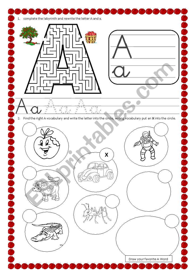 Alphabet letter Aa  worksheet