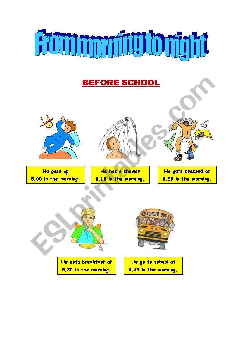 From morning to night worksheet