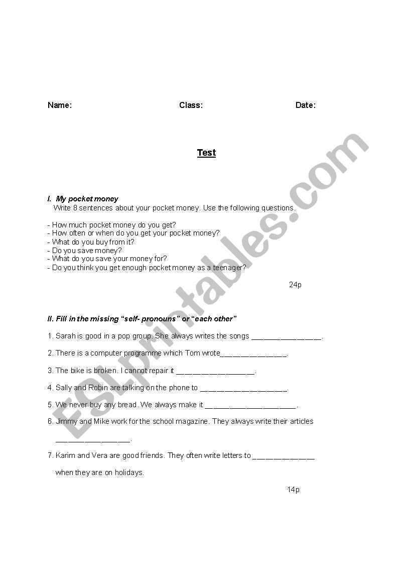 Conditional I and reflexive pronouns- Test