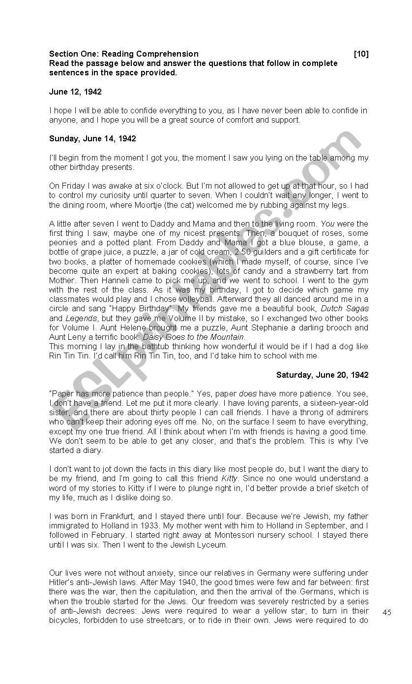 test paper worksheet