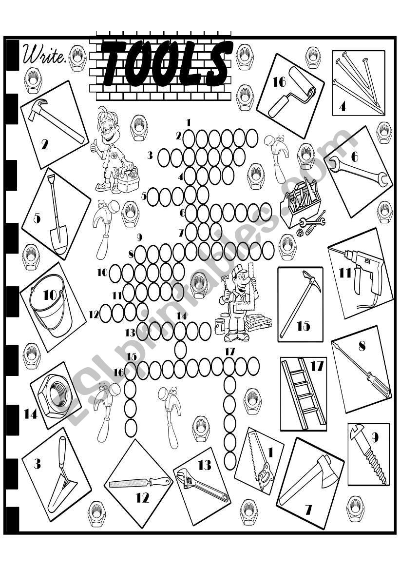 tools crossword worksheet