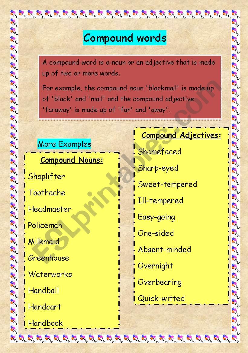 Compound words worksheet