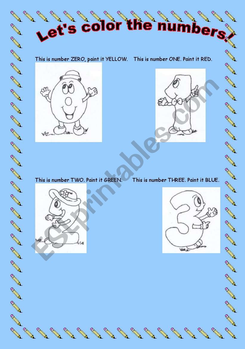 COLOR THE NUMBERS! 2 pages worksheet