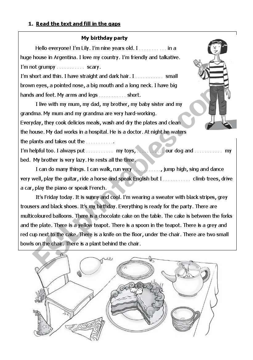 a birthday party worksheet