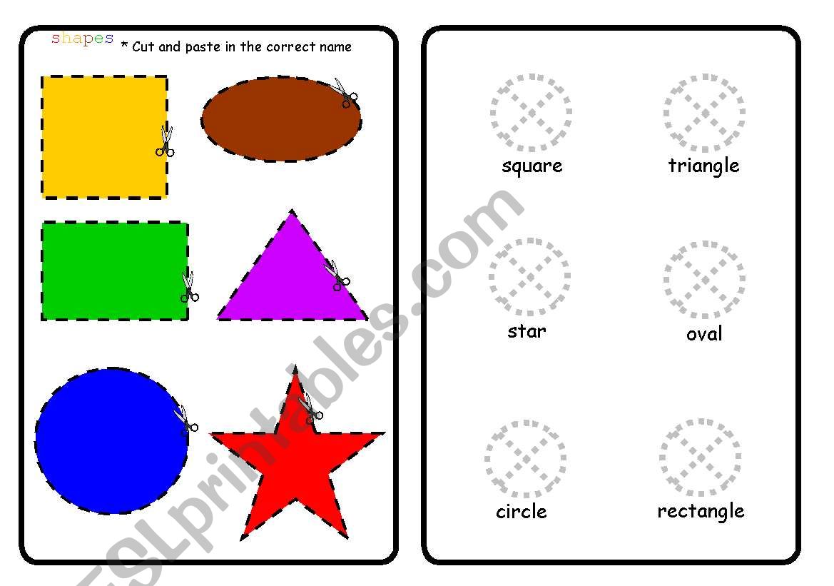 Cut and paste shapes worksheet