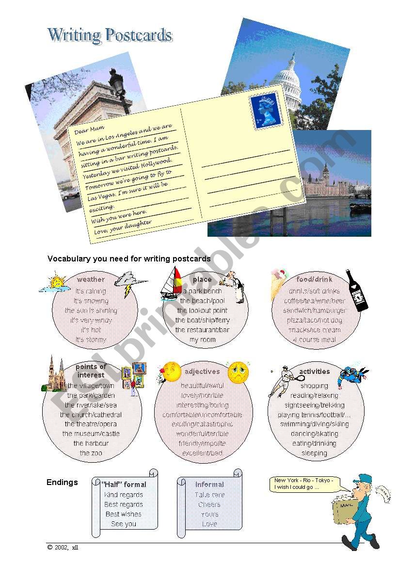 Writing Postcards worksheet