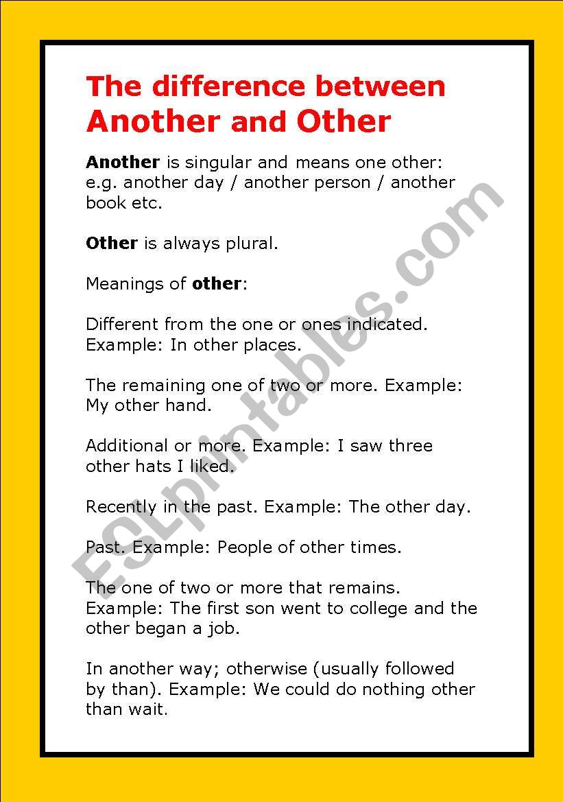 The difference between Another and Other