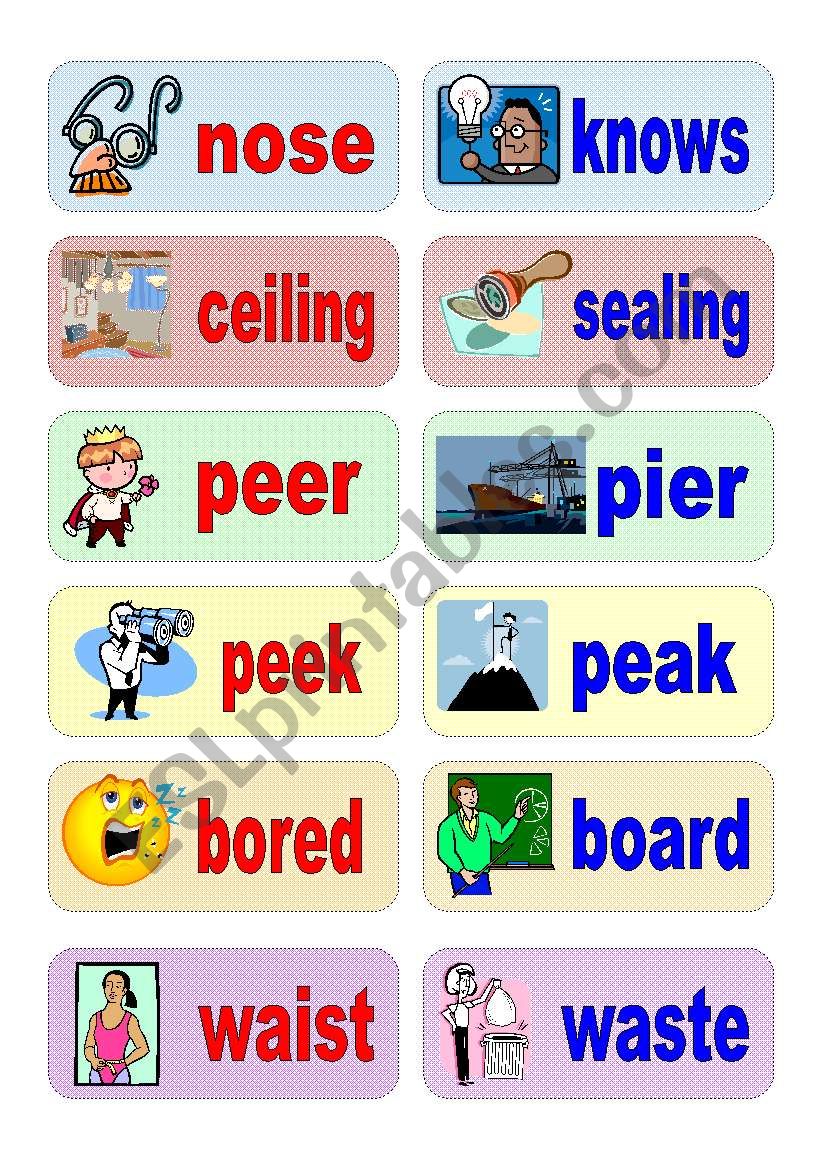 Homophones Activity Cards Set 3 Esl Worksheet By Piszke