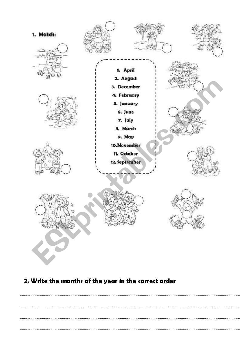 Months of the Year part2 worksheet