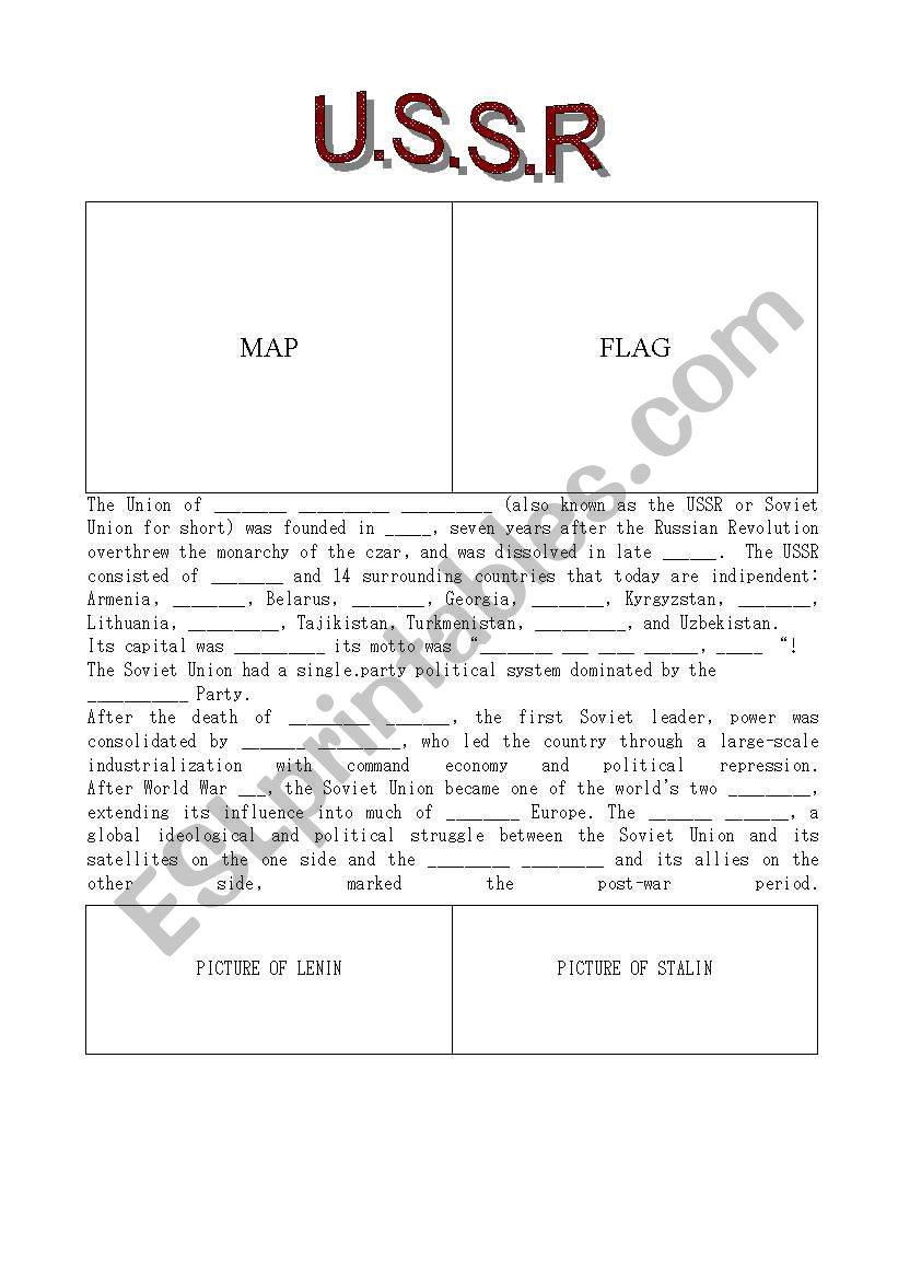 U.S.S.R. worksheet