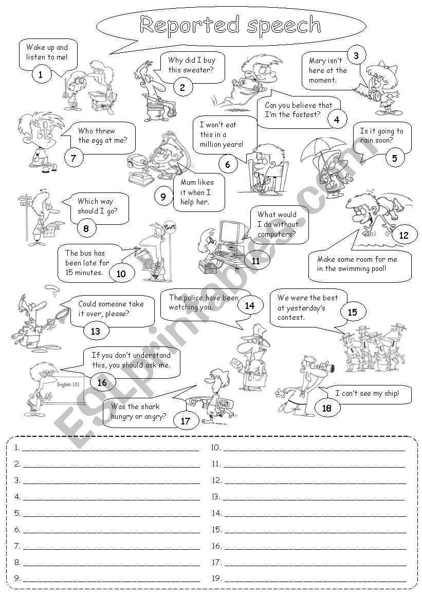 Reported speech - practice worksheet