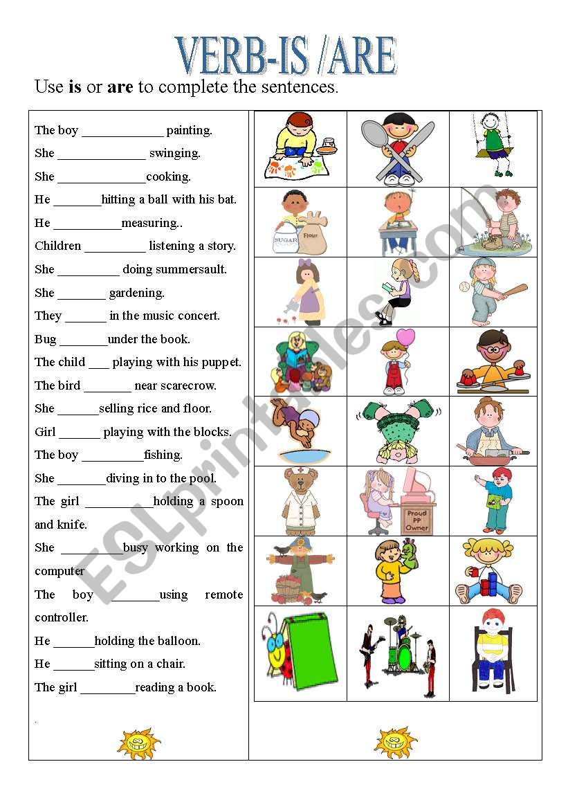 VERB : IS / ARE worksheet