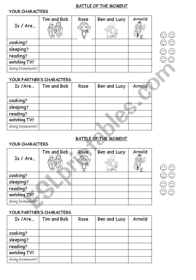 Battle pr continuous worksheet