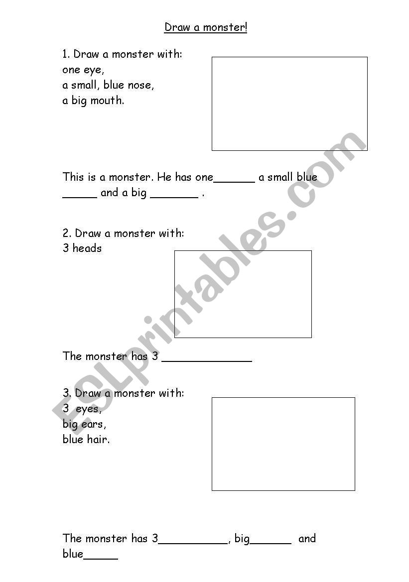 Draw a monster worksheet