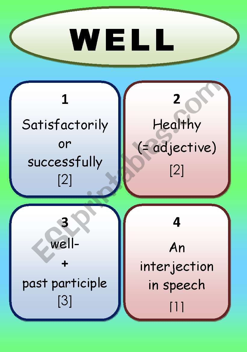 THE MATCHING SERIES - The Different Uses of WELL