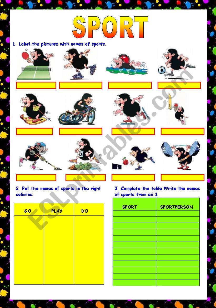SPORT -  (the key included) worksheet