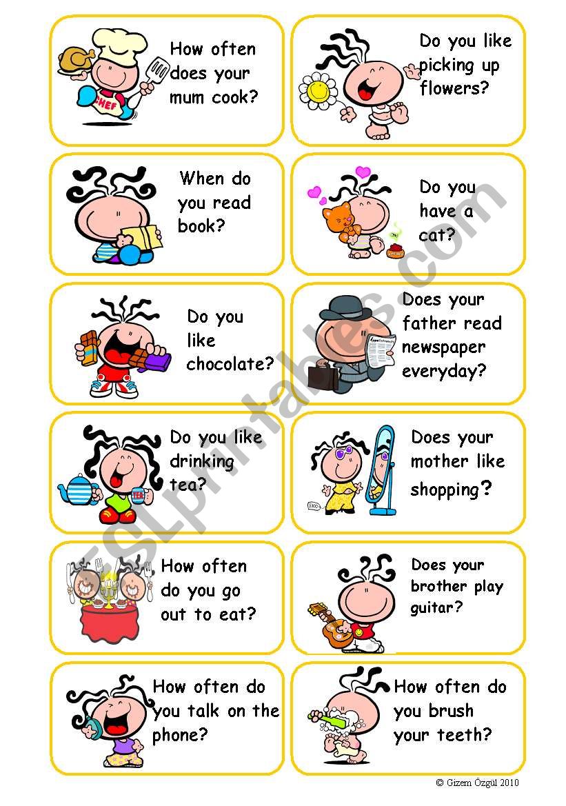 present simple-question cards(3 pages-36 cards)
