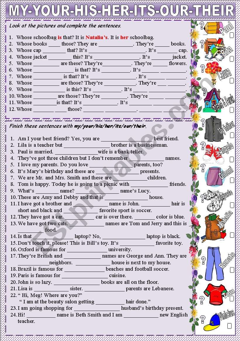 Possessive Adjectives worksheet