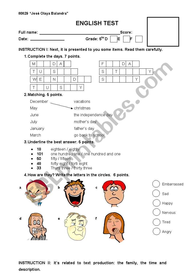 ASSESSMENT worksheet