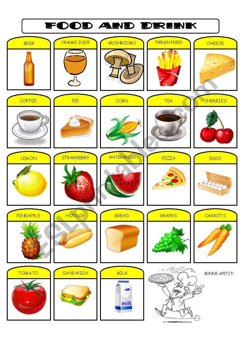 Food and Drink - Visual Dictionary (Editable)