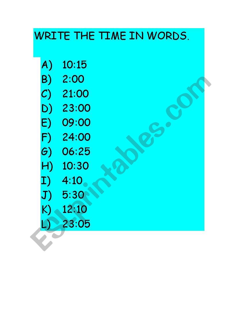 WHATS THE TIME? worksheet