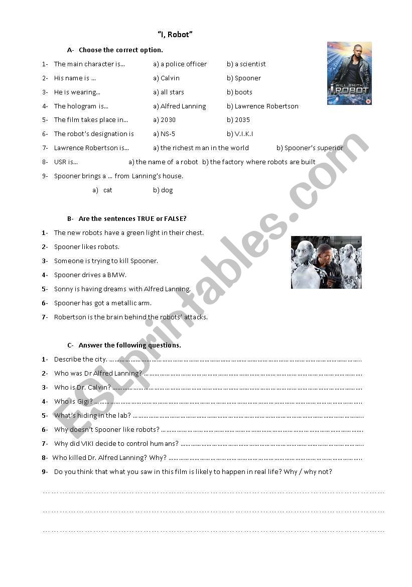 I, Robot worksheet