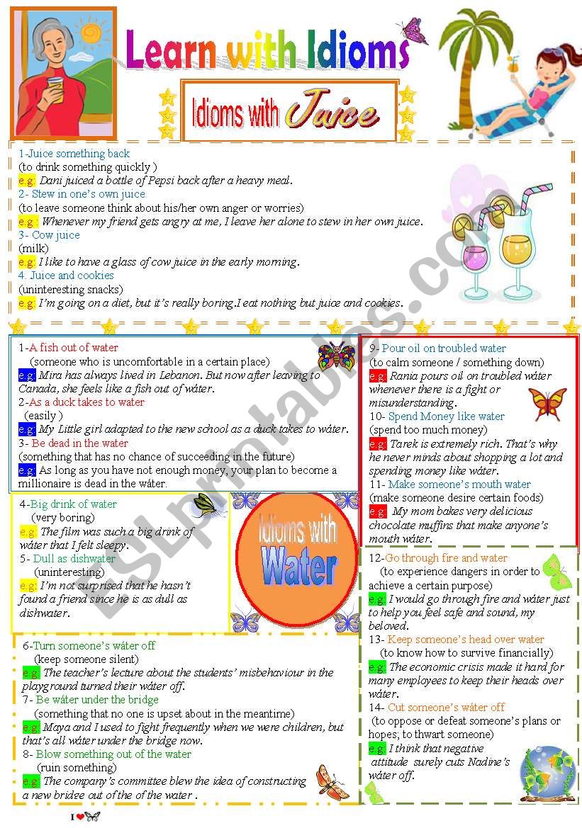 Learn with Idioms ( Part 12 ) worksheet