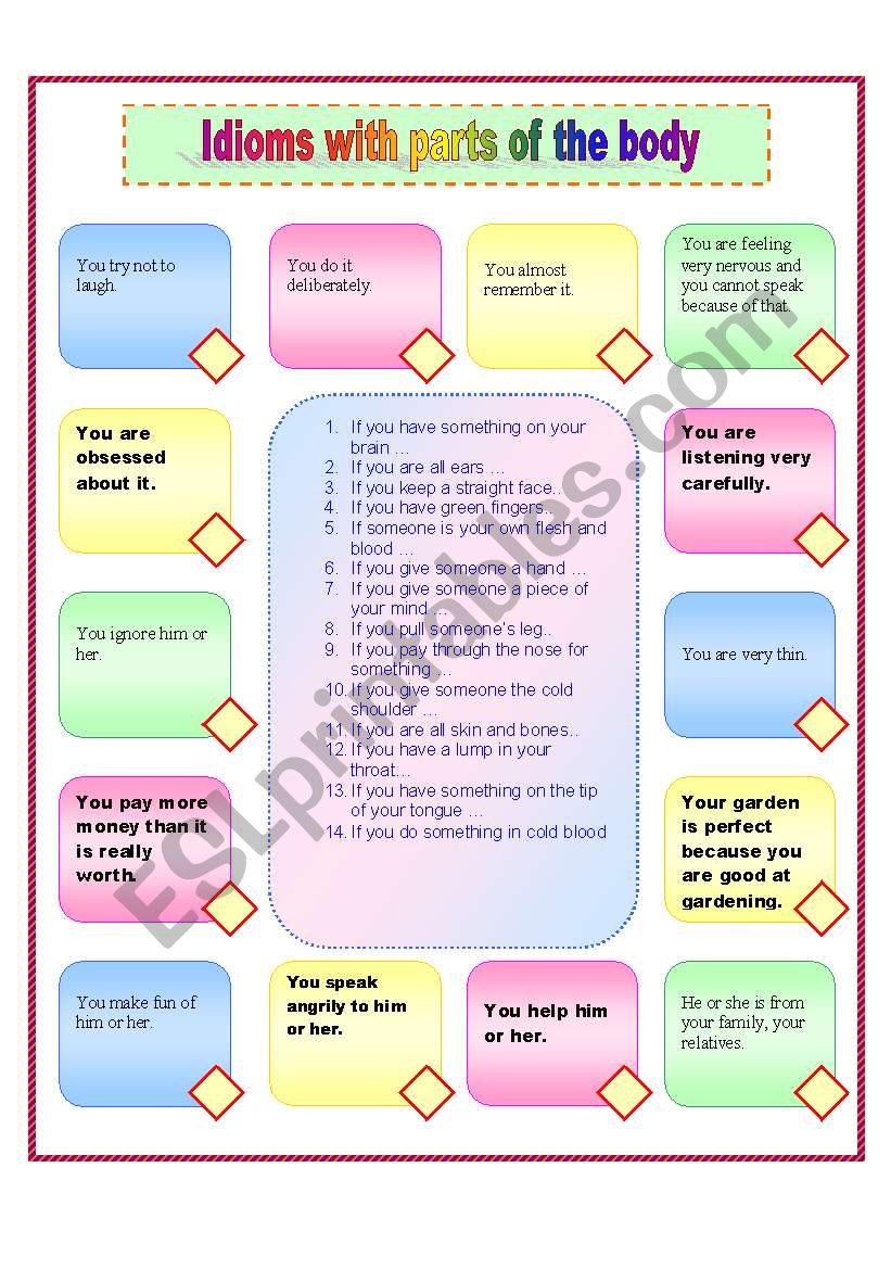 Idioms with parts of the body - matching