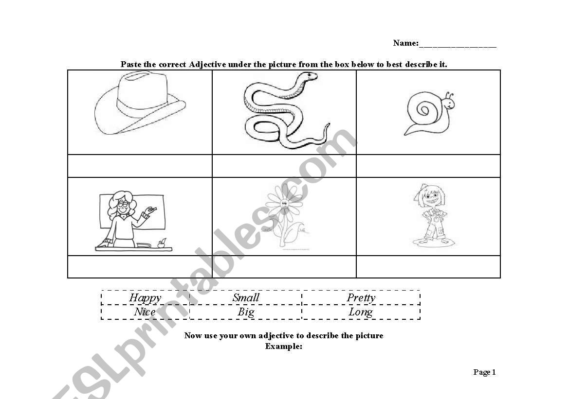 Adjectives for Kids worksheet