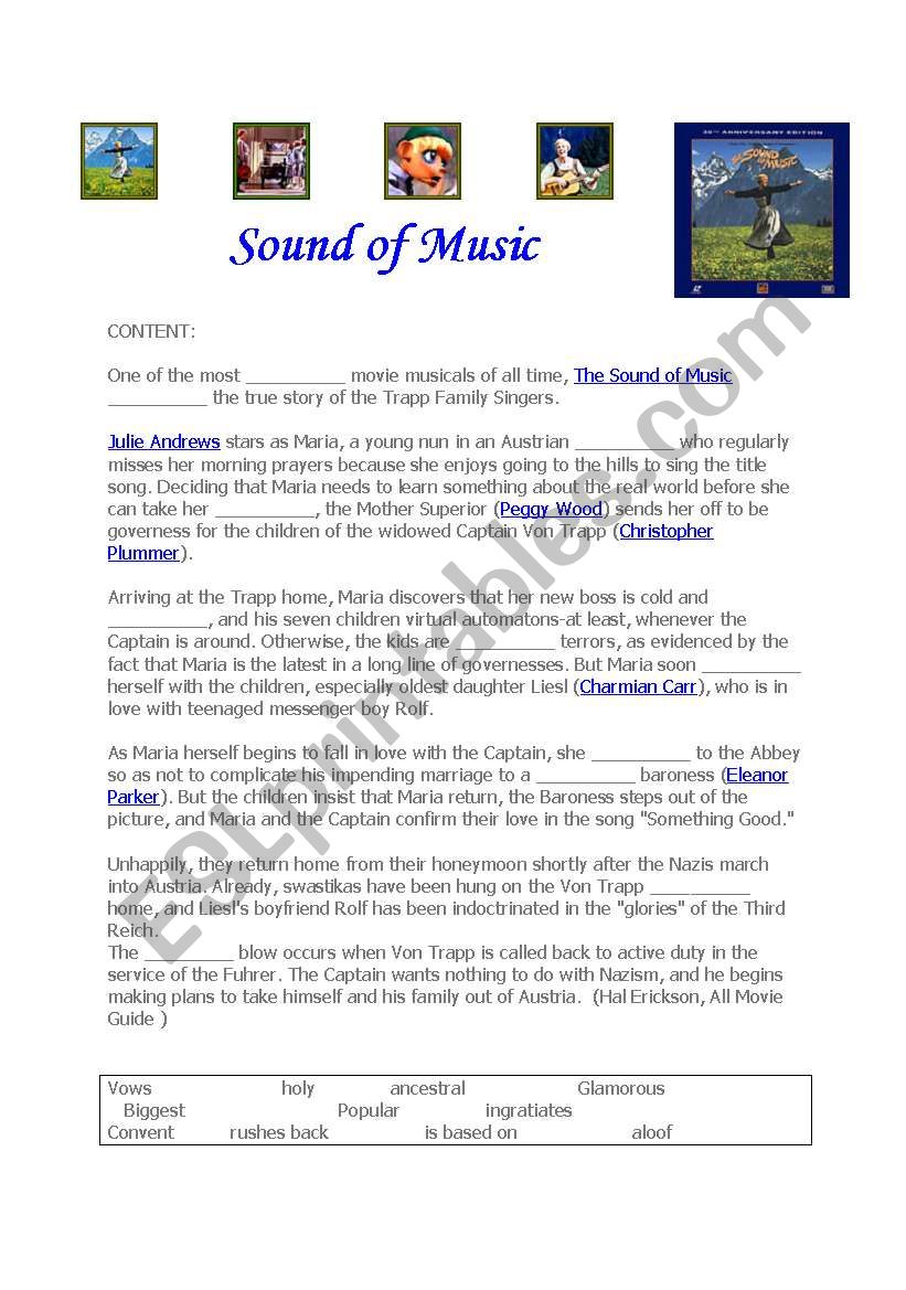Sound of Music worksheet