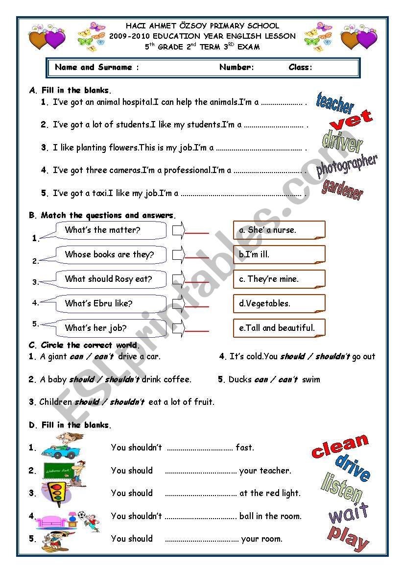 3rd exam worksheet