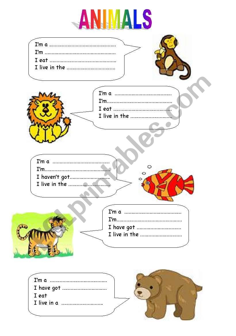 animals worksheet