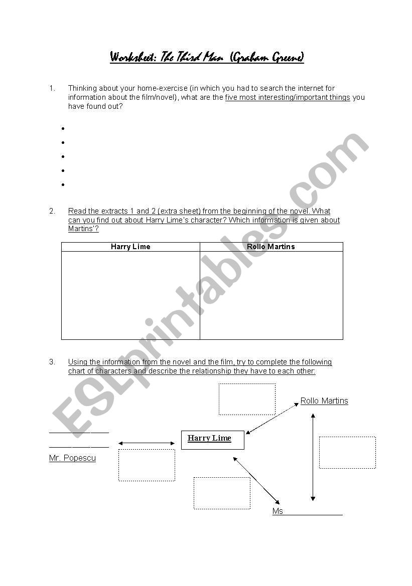 The Third Man worksheet