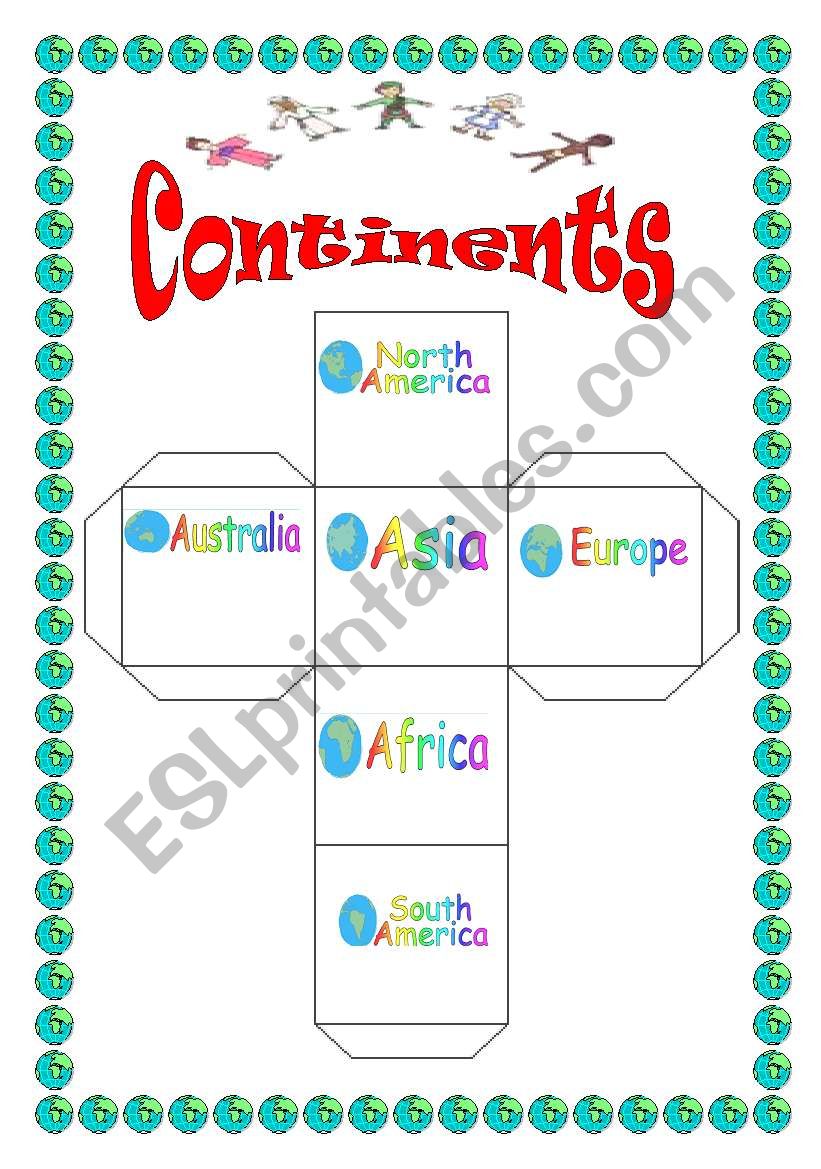 Continents DICE worksheet