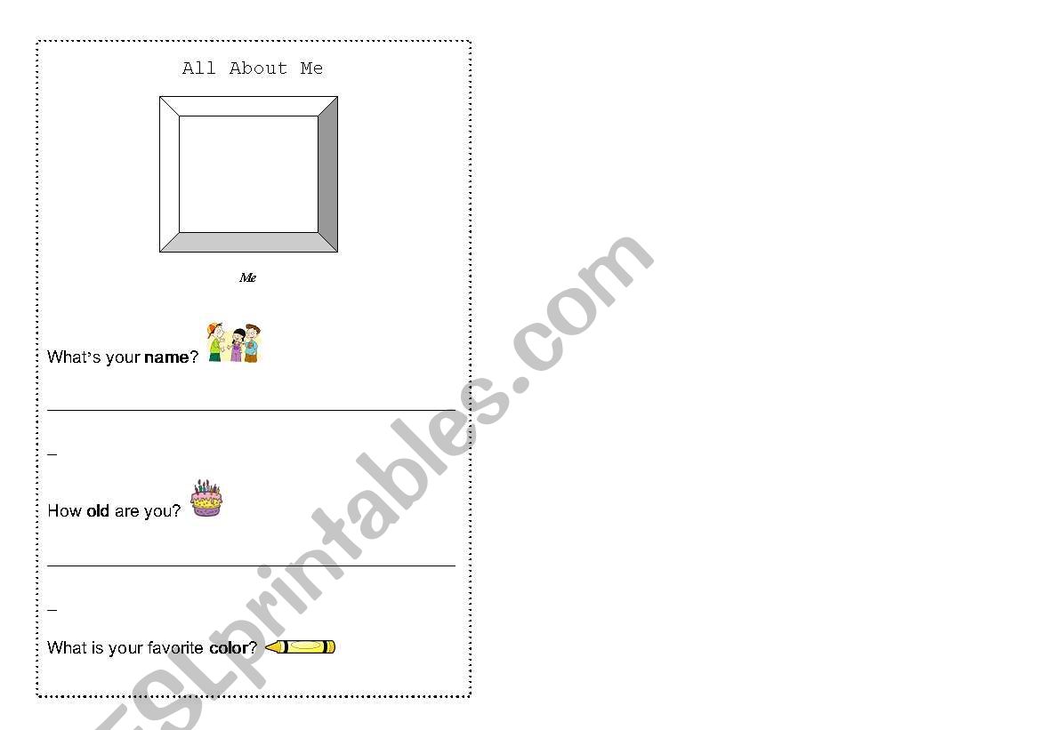 All About Me worksheet