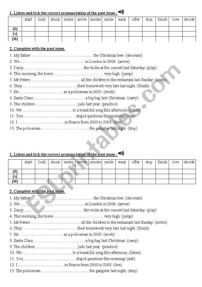 Regular verbs past simple + pronunciation