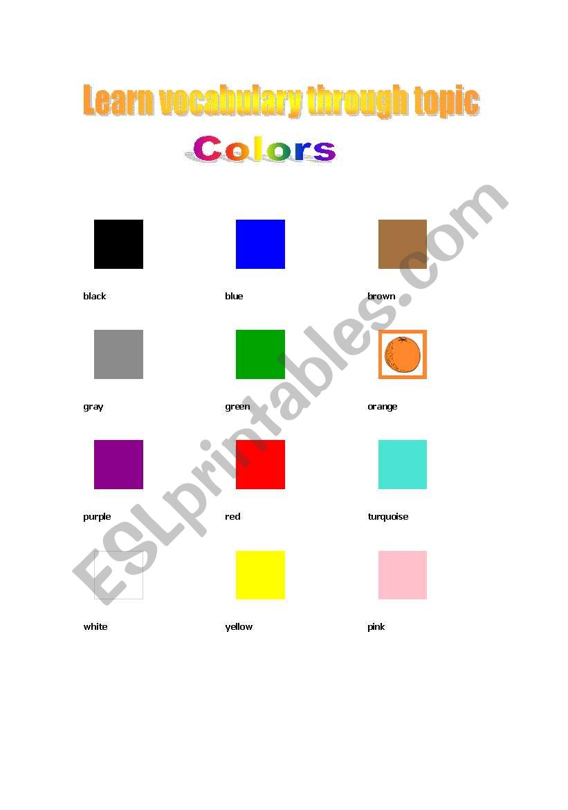 learn vocabulary through topics (colors) 3 of 6
