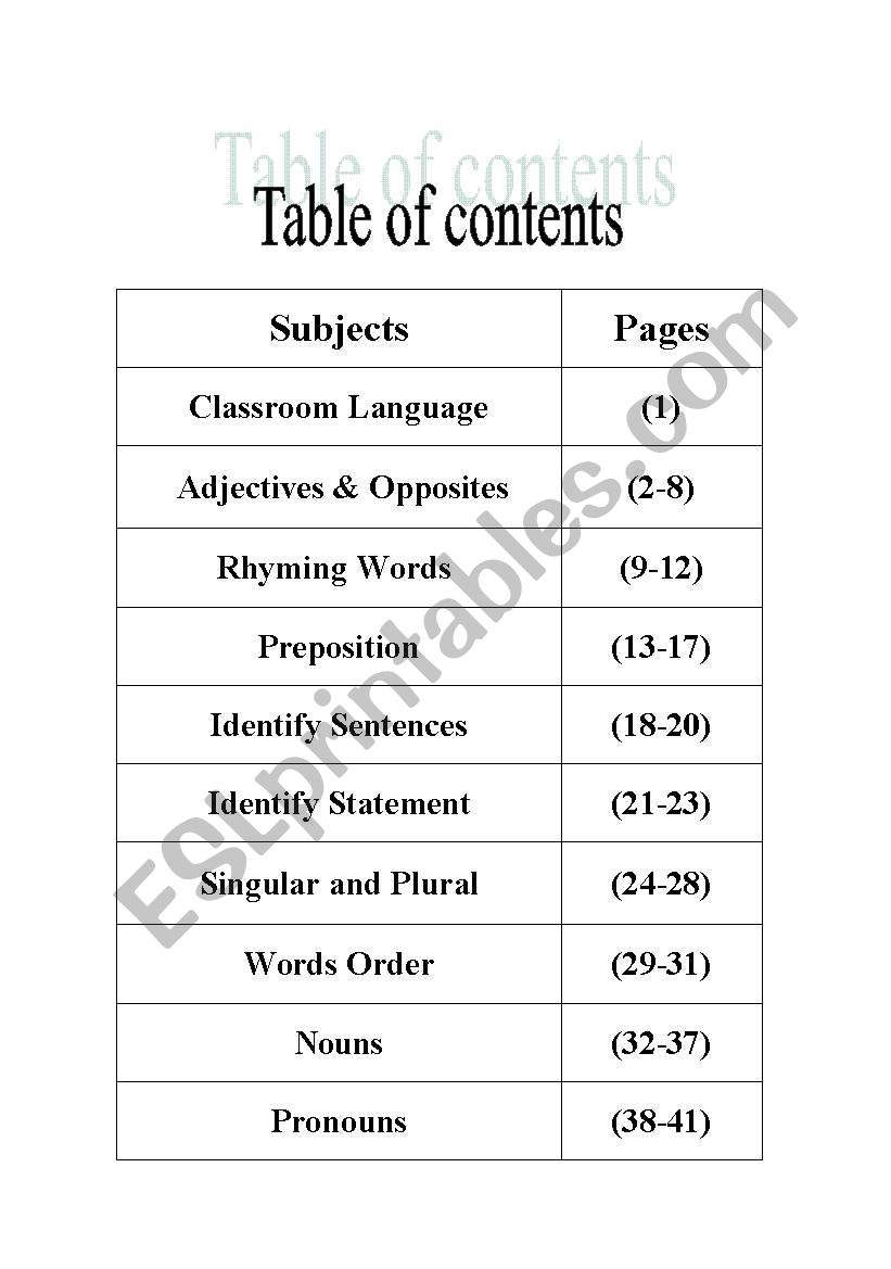 the most  important materials for grammar kg2