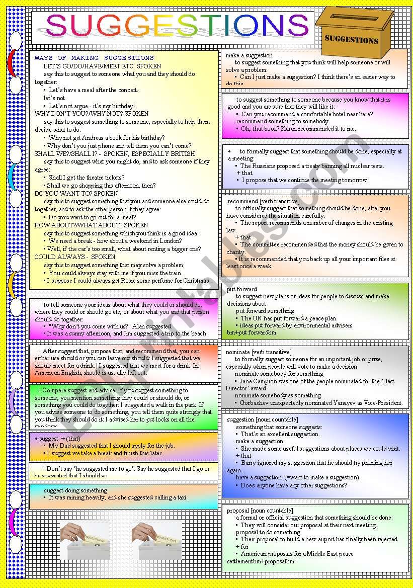 MORE THAN SUGGESTIONS worksheet