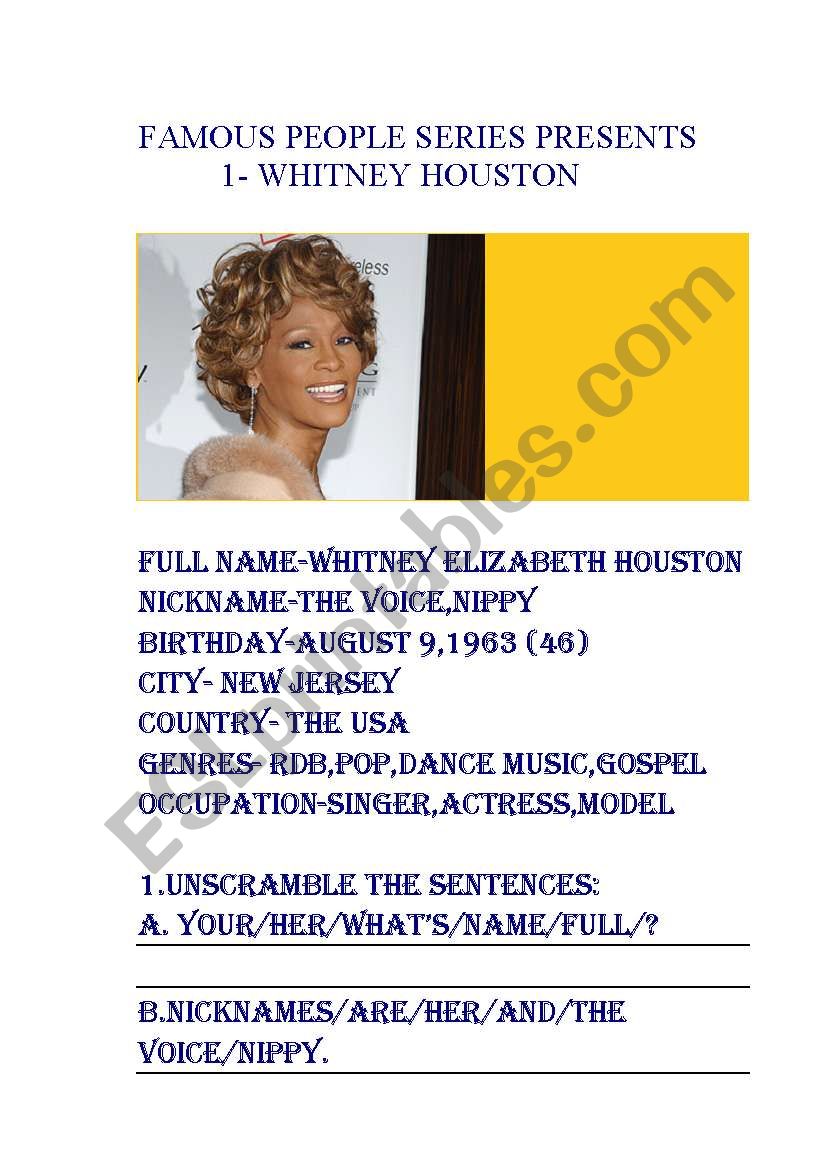 FAMOUS PEOPLE SERIES worksheet