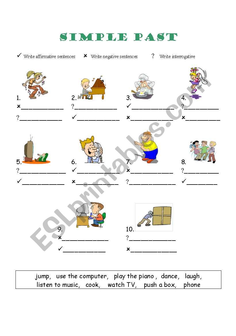 Simple past sentences worksheet