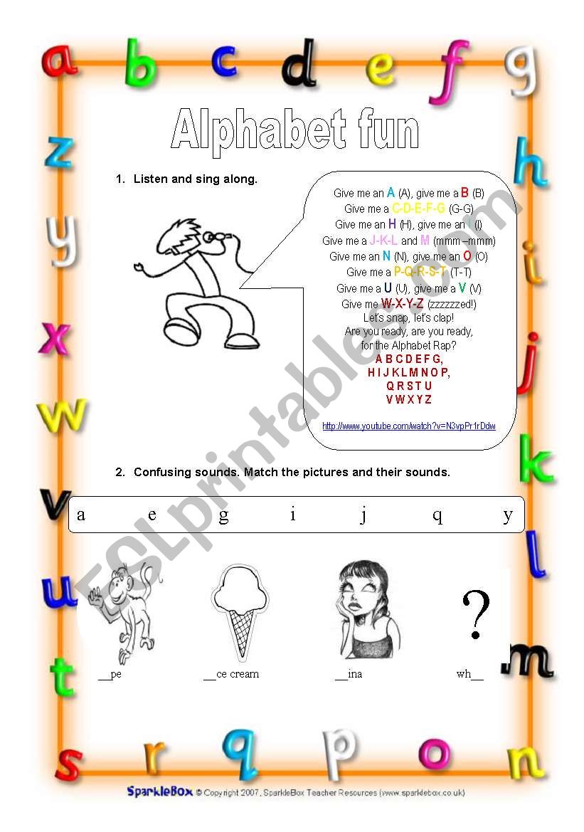 Alphabet games worksheet