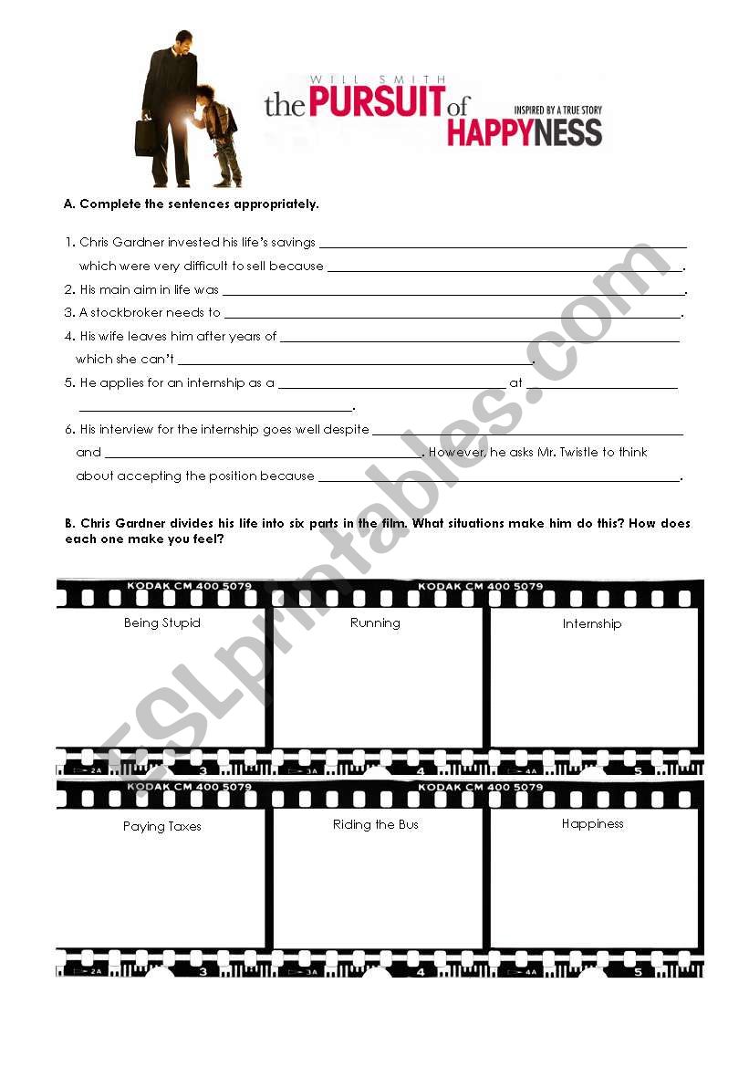 The Pursuit of Happiness worksheet