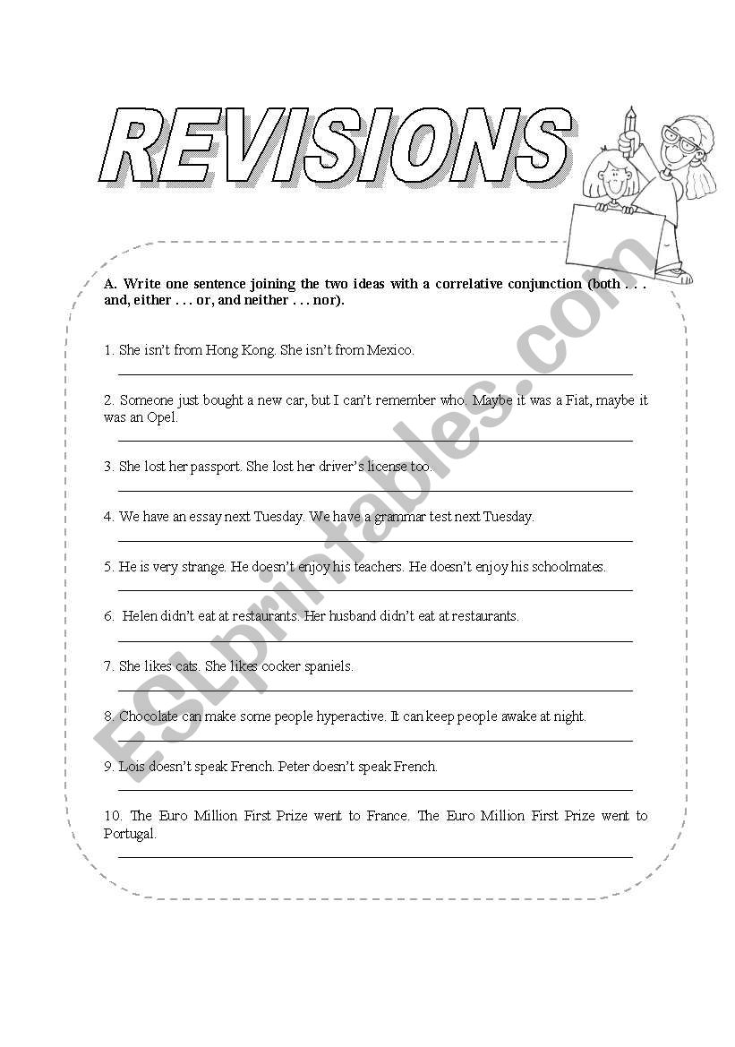 Revisions exercises (Three pages)