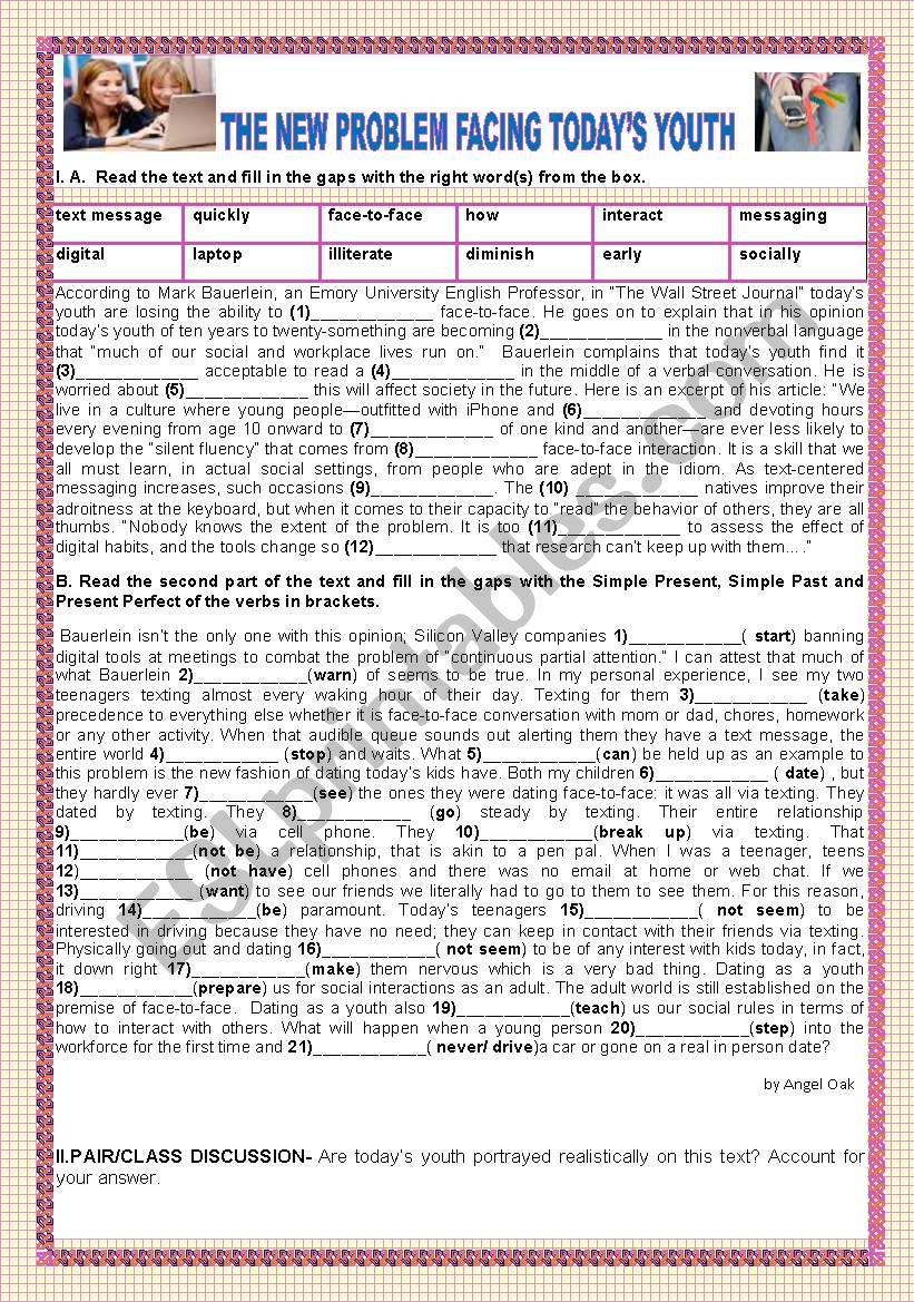 TEENSÂ´ LIFE -THE NEW PROBLEM FACING TODAYÂ´S YOUTH