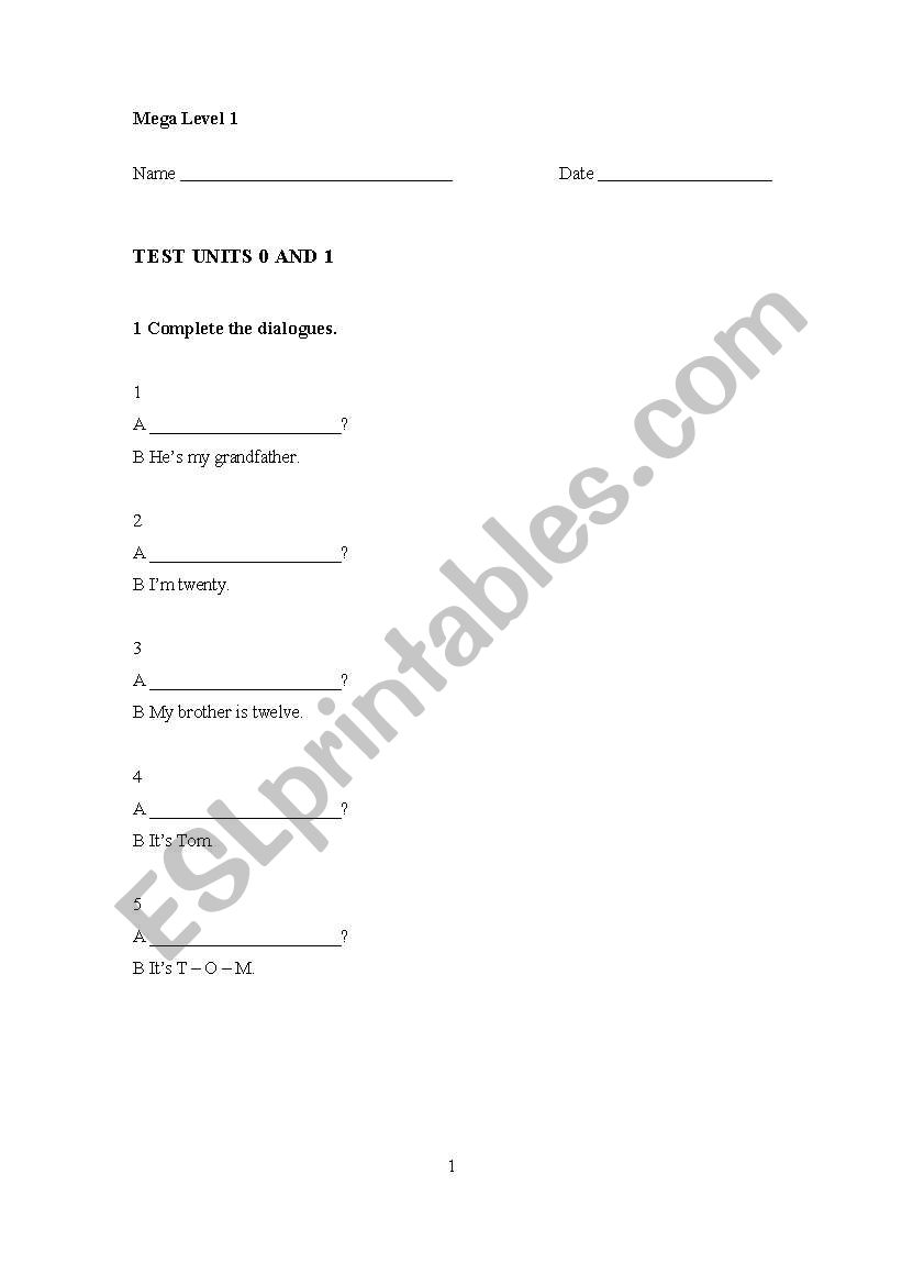 Ubication Exam worksheet