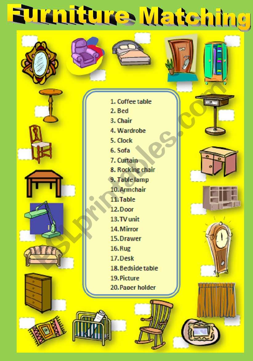 Furniture Matching Exercise worksheet